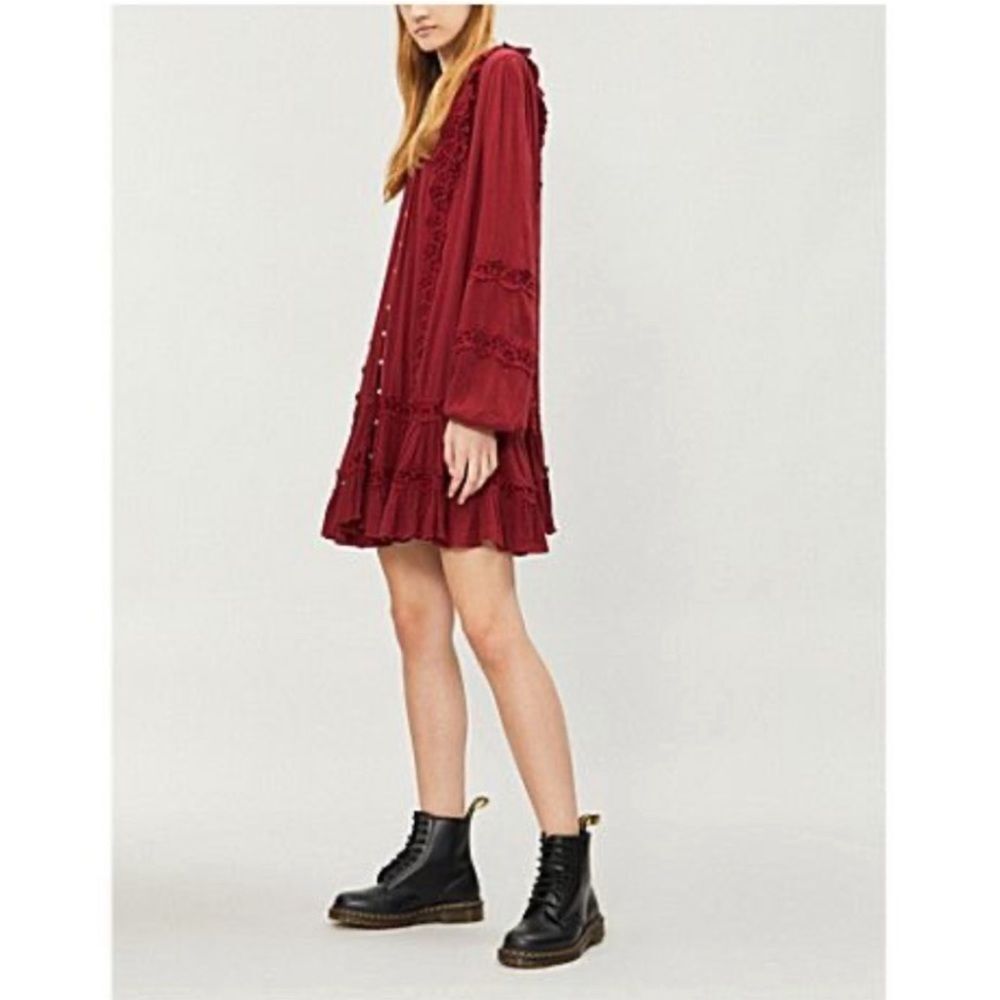 Free People Snow Angel Ruffled Dress In Red - Picture 6 of 8